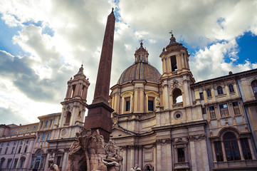 Fototapeta na wymiar piazza Navona in the center of Rome, incredible architecture in baroque style