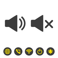 Volume sound icons on white background.