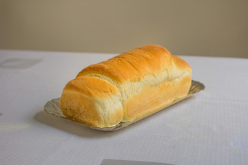 Bread on white table