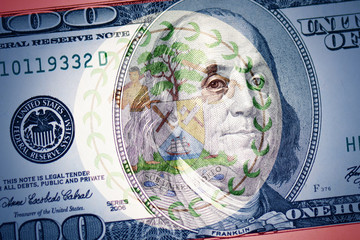 flag of belize on a american dollar money background