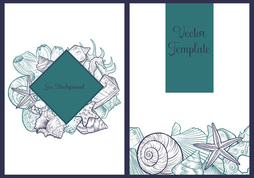 vector backgrounds with seashells