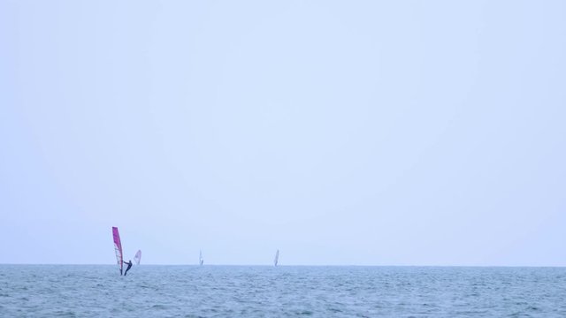 Sailing Boats on the horizon. seascape. sea sports