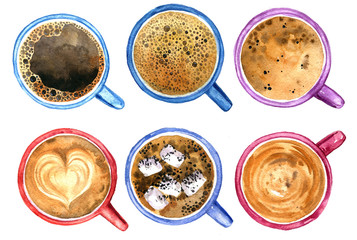 top view of coffee cups