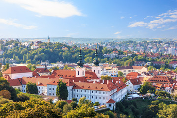 Fototapeta na wymiar Strahov Monastery of Prague, aerial summer view