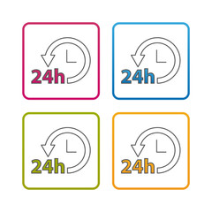 Fototapeta premium 24 Hours Service - Outline Styled Icon - Editable Stroke - Colorful Vector Illustration - Isolated On White Background