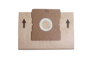 New disposable cardboard dust bag for vacuum cleaner isolated on white