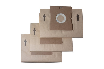 New disposable cardboard dust bags for vacuum cleaner isolated on white