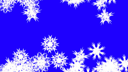 Abstract background with a variety of colorful snowflakes. Big and small.