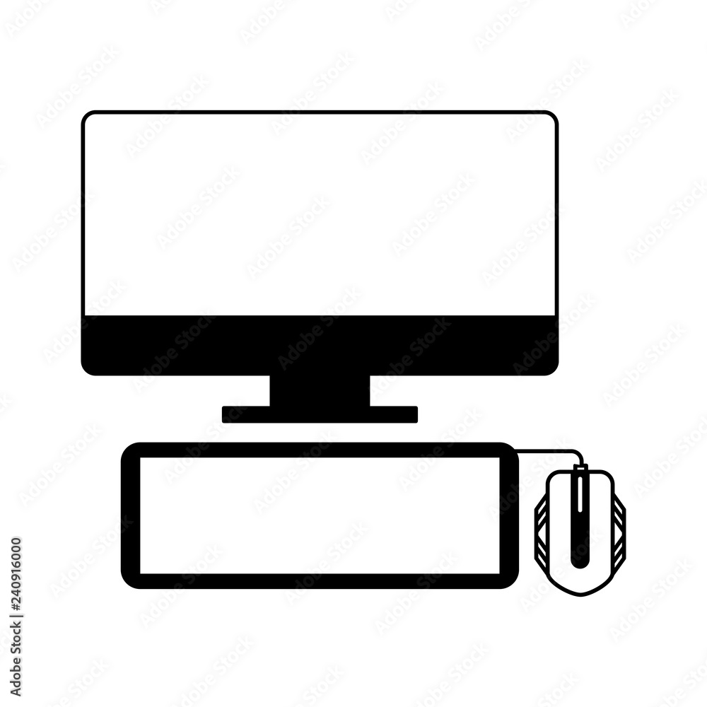 Poster computer keyboard and mouse white background