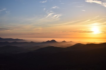 sunset in mountains