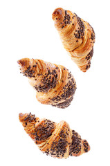 Chocolate croissants with chocolate sprinkles isolated