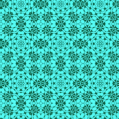 Seamless color pattern from a variety of geometric shapes and lines.