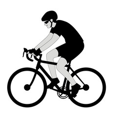 cyclist in a helmet , vector illustration , profile 