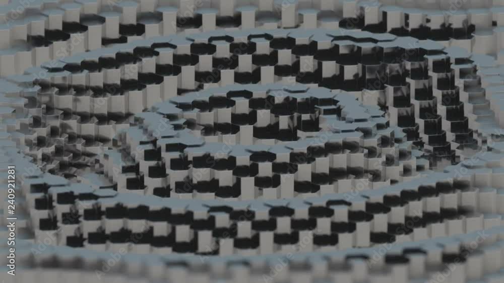 Aufkleber metalic hexagonal array with one glowing element center animation loop
