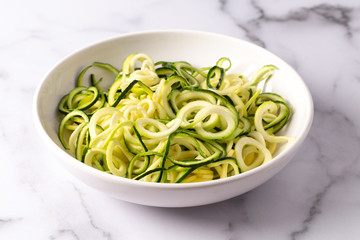 Bowl Full of Plain Zucchini Noodles an Alternative to Grain Pastas