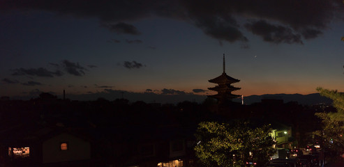 Vue panoramique de Kyoto au coucher du soleil