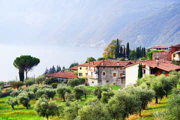 Fototapeta na wymiar Riva di Solto Resort, Iseo Lake, Italy, Europe