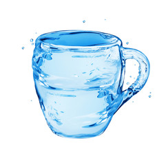 Cup made of water. Сonceptual image on white background