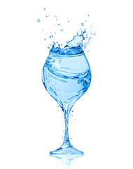 Wineglass made of water. Conceptual image isolated on white background