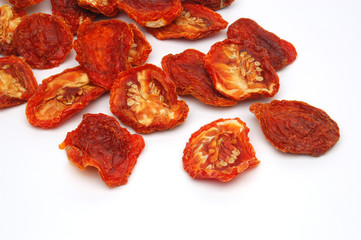 Dried plum or marzano tomatoes isolated on white background