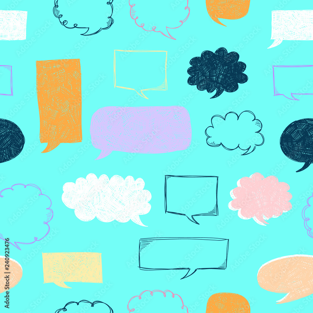 Aufkleber speech bubbles pattern. message frames. doodles background. scribble frames. sketch. hand drawn effe