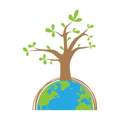 Plant on an Earth pot. Earth day. Vector illustration design