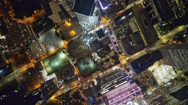 North Carolina Charlotte Aerial v54 Vertical cityscape crossing downtown at night 10/17