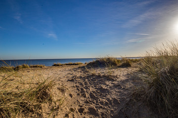 A view towards the North sea on a bright but cold winter day
