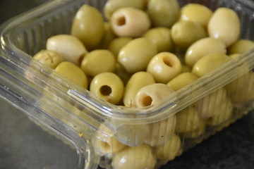 green olives in a bowl