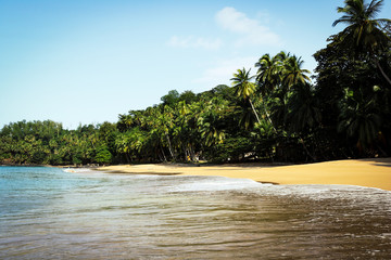 White sand beach on the beautiful island of Principe, São Tomé and Príncipe