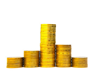 Gold coin stack graph isolated on white