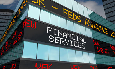 Financial Services Stock Market Ticker Words 3d Illustration