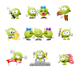 vector set of cute funny gooseberry