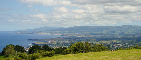 Fototapeta premium A landscape view of the mountains of Azores island