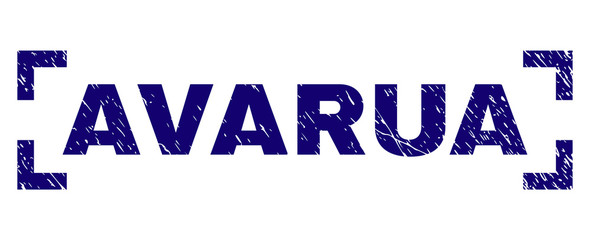 Obraz premium AVARUA title seal print with grunge texture. Text tag is placed inside corners. Blue vector rubber print of AVARUA with scratched texture.
