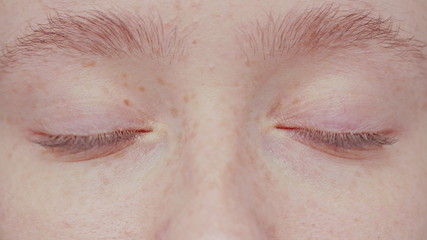 Fototapeta premium close up beautiful blue eye opening human iris macro natural beauty