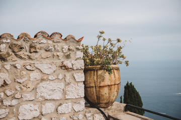 Fototapeta premium View from the rooftop of an old medieval building in a village near Nice, France