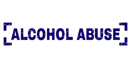 ALCOHOL ABUSE caption seal imprint with corroded texture. Text caption is placed between corners. Blue vector rubber print of ALCOHOL ABUSE with dirty texture.