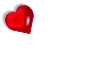 Red heart on white background with copy space. Valentine's day, love, romance concept