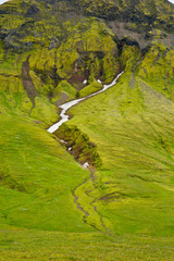 Letzte Schneereste im Wandern im Nationalpark, Skaftafell auf Island
