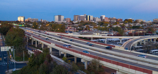 Aerial Perspective Highway 95 Taking Comutters Through Wilmington Delaware
