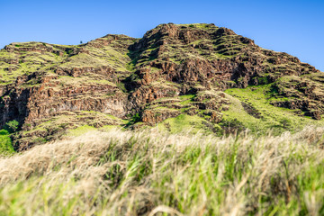 Beautiful Hawaiian mountains of volcanic formation on the west side of the island of Oahu in hawaii
