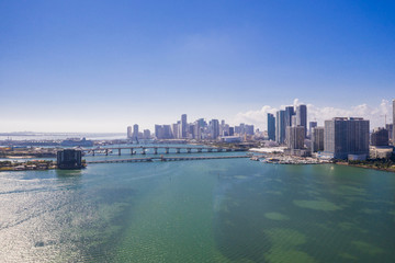 Aerial Downtown Miami Biscayne Bay