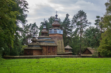 Fototapeta na wymiar old wooden church in the open-air museum