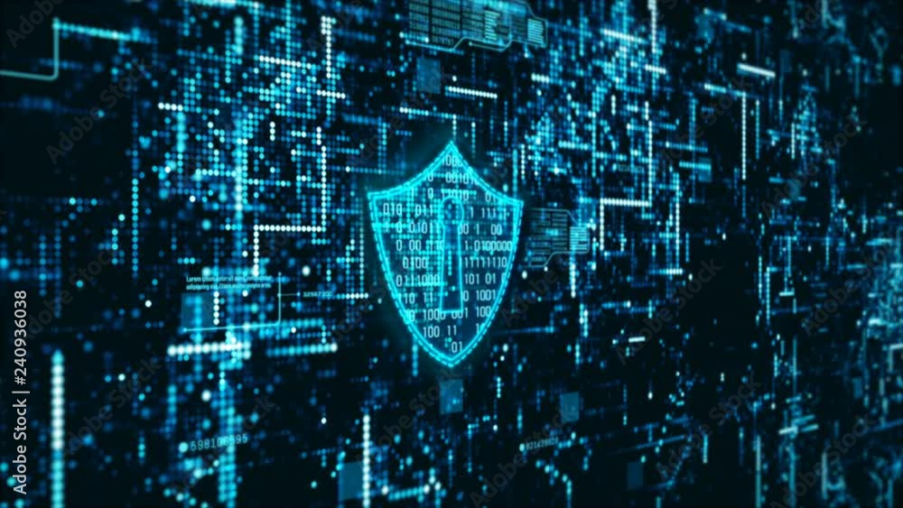 Poster hi-tech digital cyber security display holographic information abstract background
