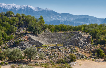 Fototapeta na wymiar Theatre in ancient city of Pinara, Turkey