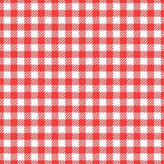 Vector Seamless pattern. Cell background red color fashion cloth cage. Abstract checkered backdrop on white. - 240936802