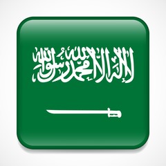 Flag of Saudi Arabia. Square glossy badge