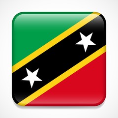 Flag of Saint Kitts and Nevis. Square glossy badge