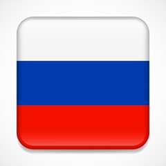 Fototapeta premium Flag of Russia. Square glossy badge